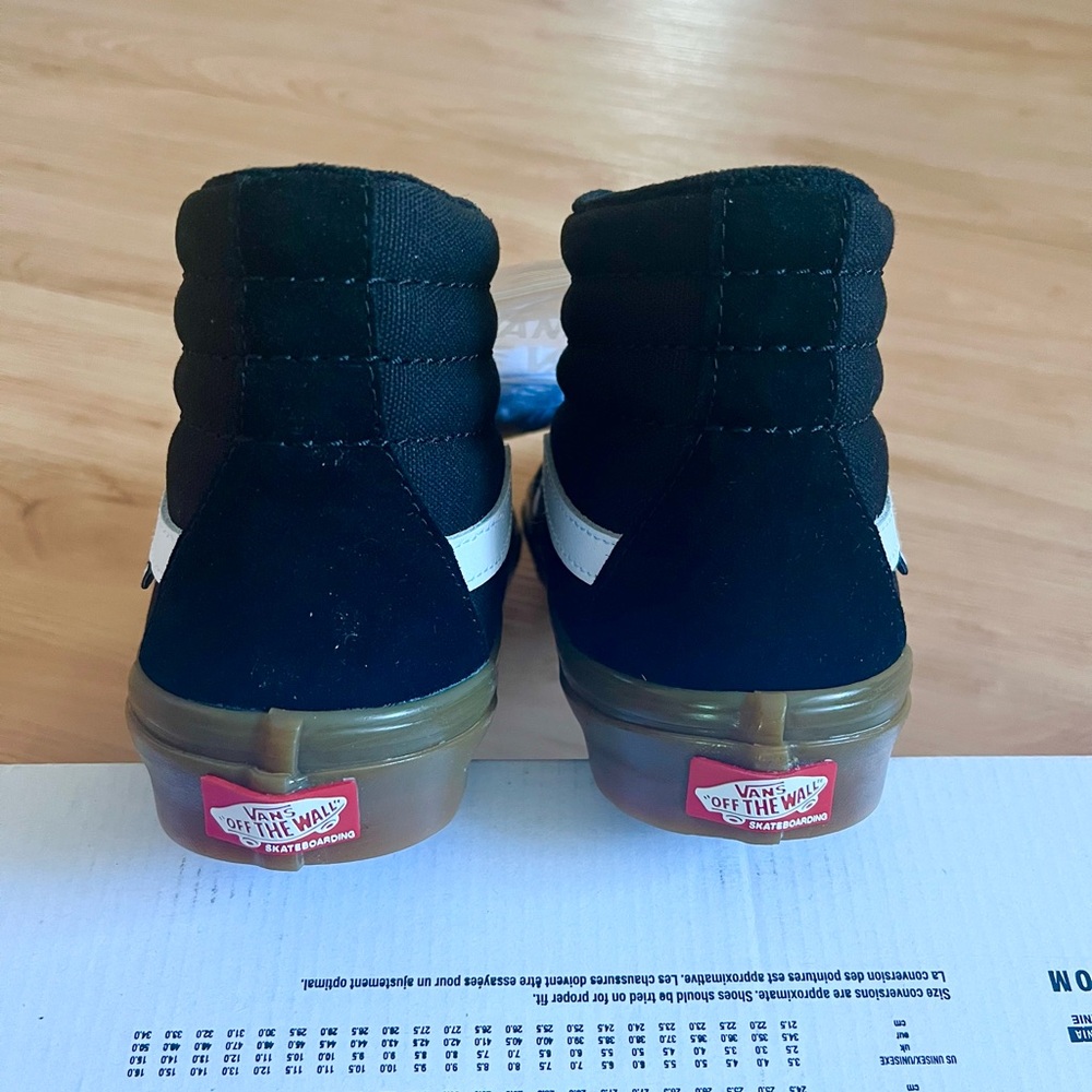 Vans Black White High-Top Skate Sneakers with Gum Sole - Picture 13 of 15